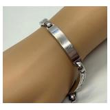 Sterling Silver 7 Inch Link Bracelet with Engraved Detail