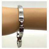 Sterling Silver 7 Inch Link Bracelet with Engraved Detail