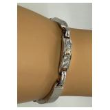 Sterling Silver 7 Inch Link Bracelet with Engraved Detail
