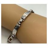 Sterling Silver 7 Inch Link Bracelet with Engraved Detail