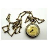 Harvester Pocket Watch with 24 Inch Gold Tone Chain