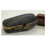 Set of 2 Vintage Pipe Tips with Original Cases - Meerschaum, Amber, and Silver Band