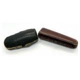 Set of 2 Vintage Pipe Tips with Original Cases - Meerschaum, Amber, and Silver Band