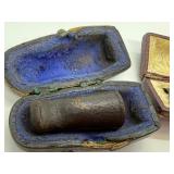 Set of 2 Vintage Pipe Tips with Original Cases - Meerschaum, Amber, and Silver Band