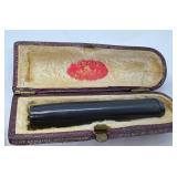 Set of 2 Vintage Pipe Tips with Original Cases - Meerschaum, Amber, and Silver Band