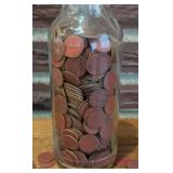 Bottle Full of WWII Red Point Ration Tokens