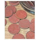 Bottle Full of WWII Red Point Ration Tokens