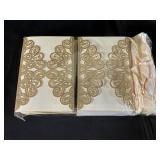 50 Gold Glitter Party Paper Napkins with Bows - 4.9 x 7.1 in
