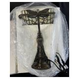 Tiffany-style dragonfly stained glass desk lamp