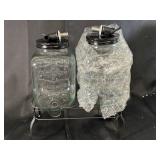 Set of 2 Glass Beverage Dispensers with Stands and Spigots