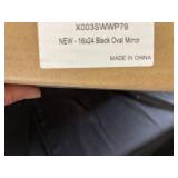 16x24 Inch Black Oval Mirror, New in Box