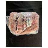 Small Pink and White Area Rug, Wavy Shape, Shaggy Pile