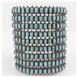 Vintage Navajo Sterling Silver 9 Row Turquoise Cuff Bracelet by Larry Moses Begay