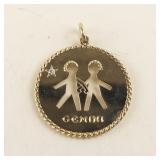 Cartier 14kt Gold Gemini Zodiac Pendant with Diamond Accent