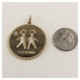 Cartier 14kt Gold Gemini Zodiac Pendant with Diamond Accent
