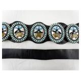 Betty & Ernest Shirley Navajo Sterling Silver Concho Belt with Devil Dancer Inlay and Sleeping Beauty Turquoise. ***Original Retail $15,000***