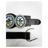 Betty & Ernest Shirley Navajo Sterling Silver Concho Belt with Devil Dancer Inlay and Sleeping Beauty Turquoise. ***Original Retail $15,000***