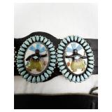 Betty & Ernest Shirley Navajo Sterling Silver Concho Belt with Devil Dancer Inlay and Sleeping Beauty Turquoise. ***Original Retail $15,000***