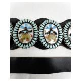 Betty & Ernest Shirley Navajo Sterling Silver Concho Belt with Devil Dancer Inlay and Sleeping Beauty Turquoise. ***Original Retail $15,000***