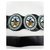 Betty & Ernest Shirley Navajo Sterling Silver Concho Belt with Devil Dancer Inlay and Sleeping Beauty Turquoise. ***Original Retail $15,000***