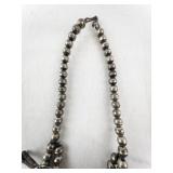 Vintage Navajo Sterling Silver and Turquoise Squash Blossom Necklace