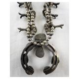 Vintage Navajo Sterling Silver and Turquoise Squash Blossom Necklace