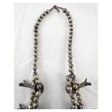 Vintage Navajo Sterling Silver and Turquoise Squash Blossom Necklace