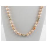 Vintage 30-Inch Coral Bead Necklace with 14k Gold Clasp and Stations ***Reserve $200***
