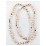 Vintage 30-Inch Coral Bead Necklace with 14k Gold Clasp and Stations ***Reserve $200***