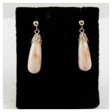 Vintage 14k Yellow Gold and Coral Drop Earrings