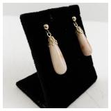 Vintage 14k Yellow Gold and Coral Drop Earrings