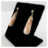 Vintage 14k Yellow Gold and Coral Drop Earrings