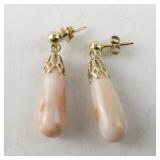Vintage 14k Yellow Gold and Coral Drop Earrings