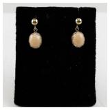 Vintage 14k Yellow Gold and Coral Dangle Earrings