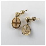 Vintage 14k Yellow Gold and Coral Dangle Earrings