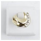 14k Yellow Gold Freeform Ring with 6 Round Brilliant Diamonds. Size 4.25