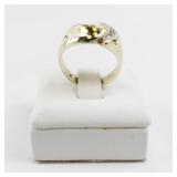 14k Yellow Gold Freeform Ring with 6 Round Brilliant Diamonds. Size 4.25