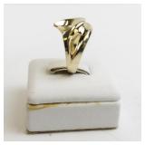 14k Yellow Gold Freeform Ring with 6 Round Brilliant Diamonds. Size 4.25