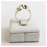 14k Yellow Gold Freeform Ring with 6 Round Brilliant Diamonds. Size 4.25