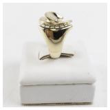14k Yellow Gold Freeform Ring with 6 Round Brilliant Diamonds. Size 4.25