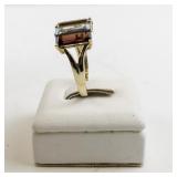 14K Yellow Gold Ring with 5 Emerald Cut Gemstones. Size 7