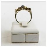 10k Yellow Gold Multi-Gemstone Geometric Ring, Emerald Cut, 5 Stones. Size 8.