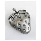Vintage JJ Strawberry Brooch Pin with Lidded Trinket Box