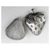 Vintage JJ Strawberry Brooch Pin with Lidded Trinket Box