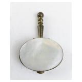 Antique Brass and Mother of Pearl Pill Box with Handle