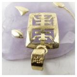14k Gold and Lavender Jade Elephant Pendant