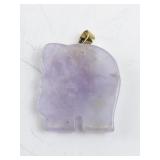 14k Gold and Lavender Jade Elephant Pendant