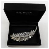 Eisenberg Ice Rhinestone Leaf Brooch with Box