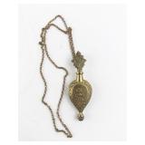 Ornate Brass Perfume Flask Pendant Necklace with Chain