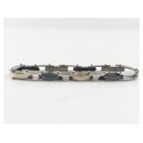 Stainless Steel Greek Key Link Bracelet with Two-Tone Accents